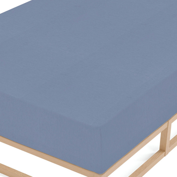 biberna Spannbetttuch Melange blau, 180x200 cm - 200x200 cm