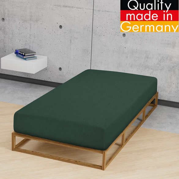 biberna Spannbetttuch Melange dunkelgrün, 90x190 cm - 100x200 cm
