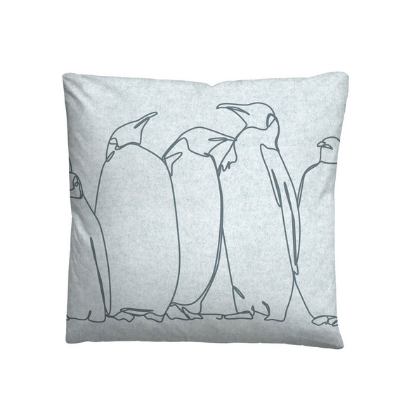 biberna Melange-Flanell Bettwäsche Pinguin ciel, 135x200 cm + 80x80 cm