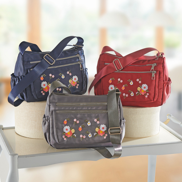 Handtasche "Blumenranke" fuchsia