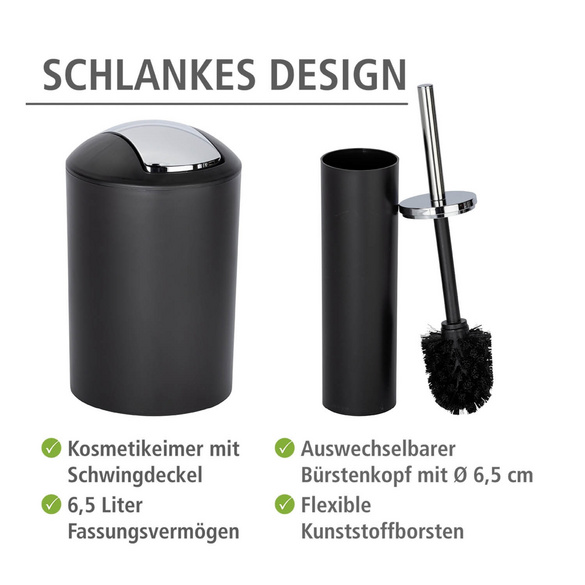 WENKO Badezimmer Set "Calvo" schwarz matt, 4-tlg.