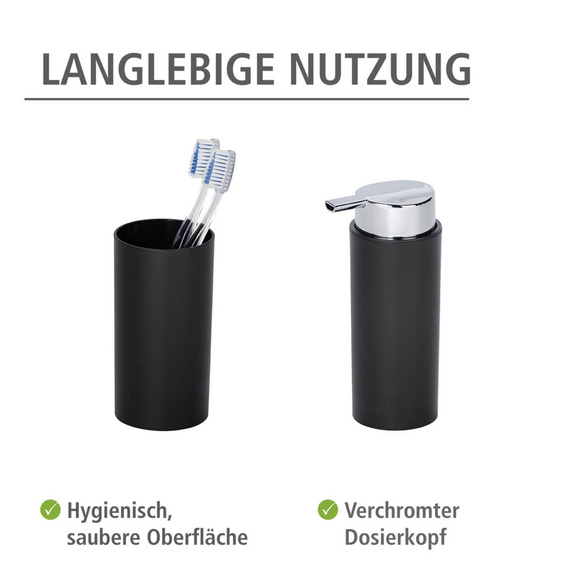WENKO Badezimmer Set "Calvo" schwarz matt, 4-tlg.