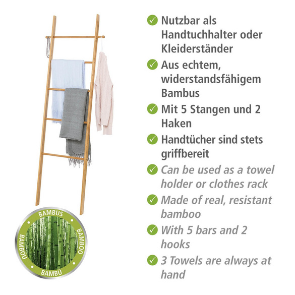 Handtuchleiter „Bahari“, Bambus, 5 Stangen WENKO