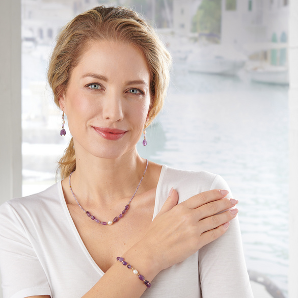 Amethyst-Kette mit Süßwasserperle