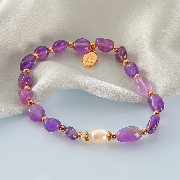 Amethyst-Armband mit Süßwasserperle
