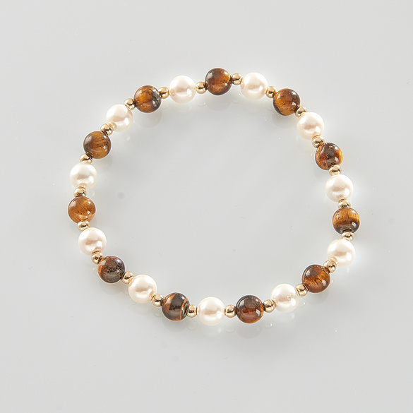 Muschelarmband mit Tigerauge