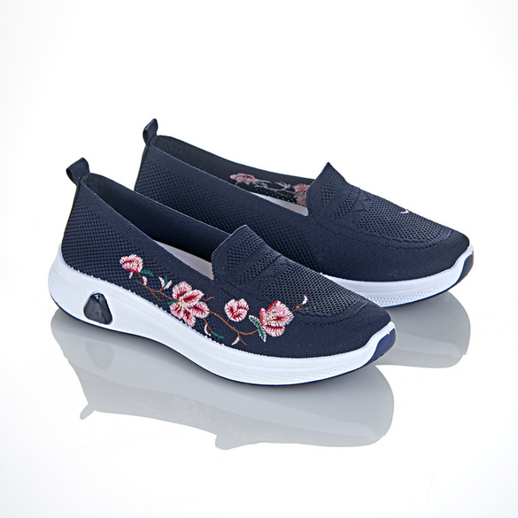 Slipper "Blumenranke" navy