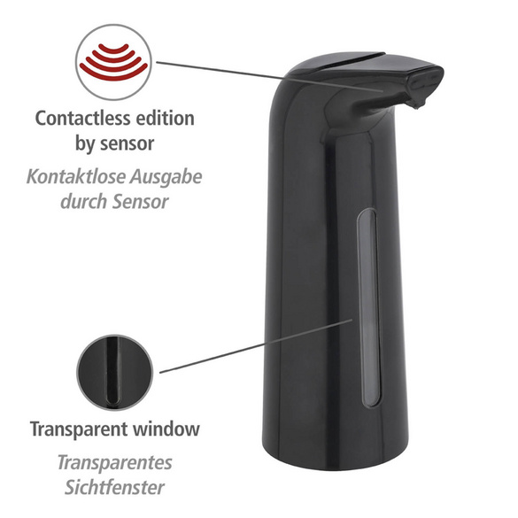 Sensor-Seifen- & Desinfektionsspender „Larino“, 400 ml, schwarz WENKO