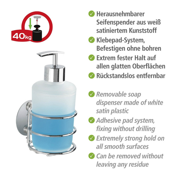 Turbo-Loc® Set: Seifenspender & Zahnputzbecher, weiß satiniert WENKO