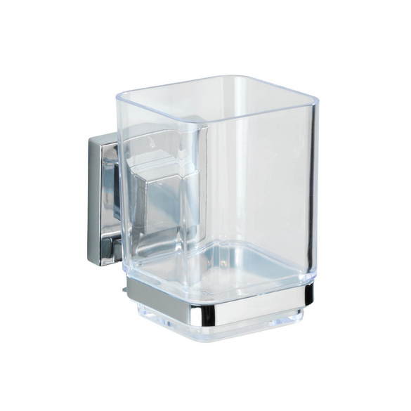 Zahnputzbecher „Quadro“, Vacuum-Loc®, Edelstahl WENKO