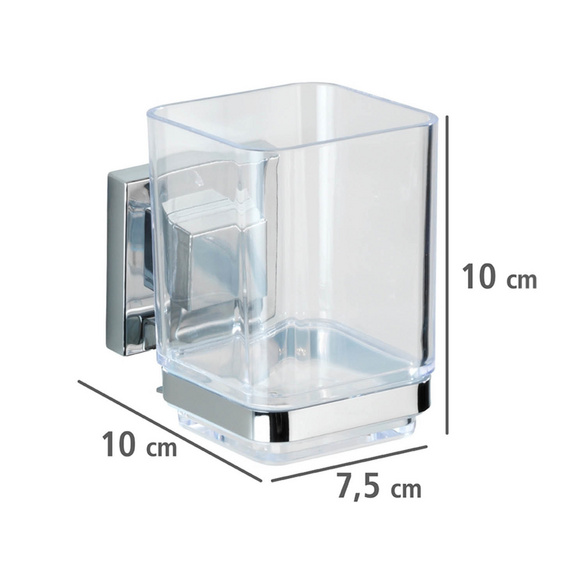 Zahnputzbecher „Quadro“, Vacuum-Loc®, Edelstahl WENKO