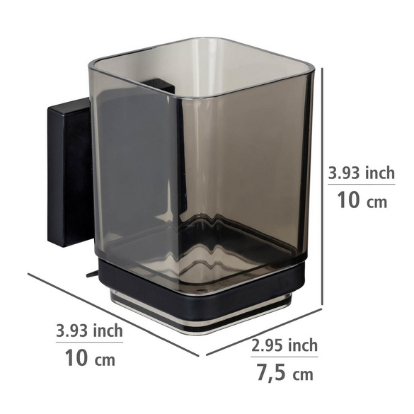 Zahnputzbecher „Quadro“, Vacuum-Loc®, schwarz WENKO