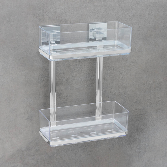 Wandregal Quadro 2 Etagen Vacuum-Loc Edelstahl WENKO