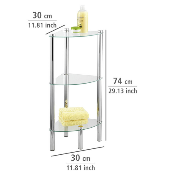 Eckregal Yago 3 Ablagen aus Edelstahl & Glas WENKO