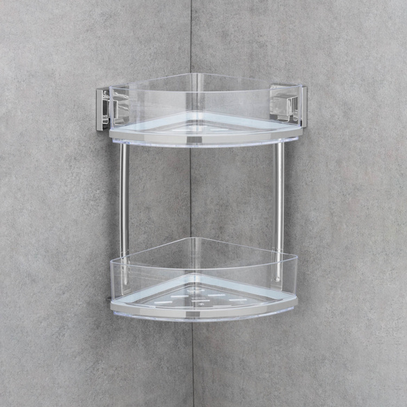 Eckregal Quadro 2 Etagen Vacuum-Loc Edelstahl WENKO