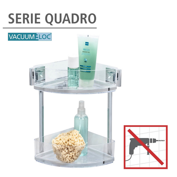 Eckregal Quadro 2 Etagen Vacuum-Loc Edelstahl WENKO