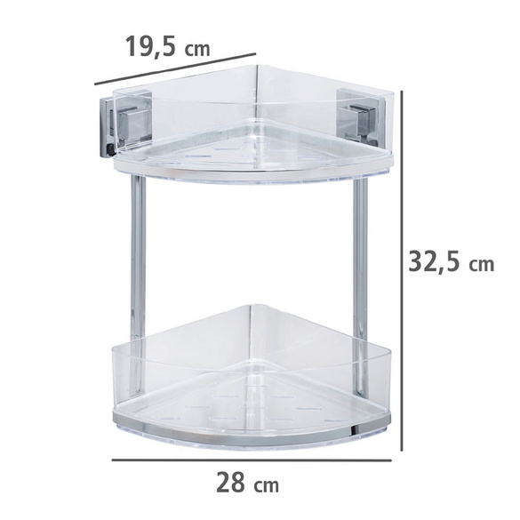 Eckregal Quadro 2 Etagen Vacuum-Loc Edelstahl WENKO