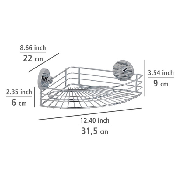 Eckablage Bari mit Haken 3-tlg. Vacuum-Loc Schwarz WENKO