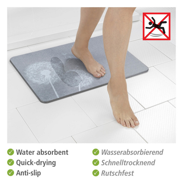 Badematte Mod. Astera Grau, aus Diatomit WENKO