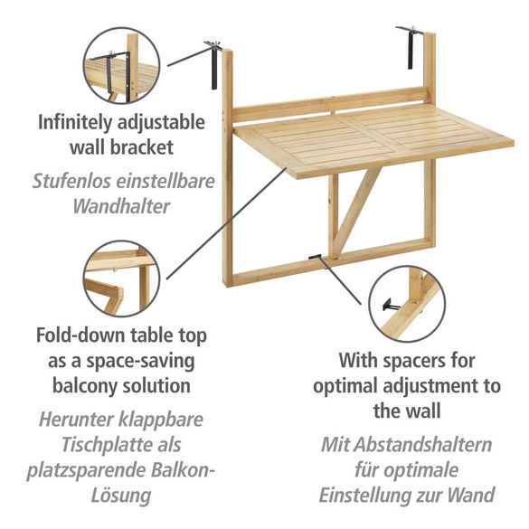 Balkon-Klapptisch Bambus Waikiki WENKO