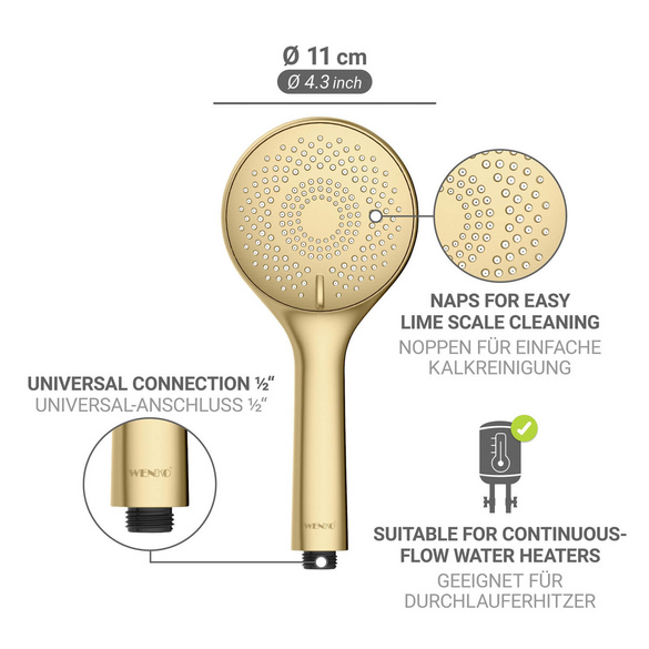 Handbrause „Watersaving“ Gold matt WENKO
