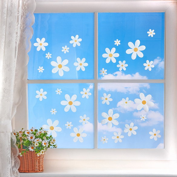 Fensterbild "Blumen" weiß