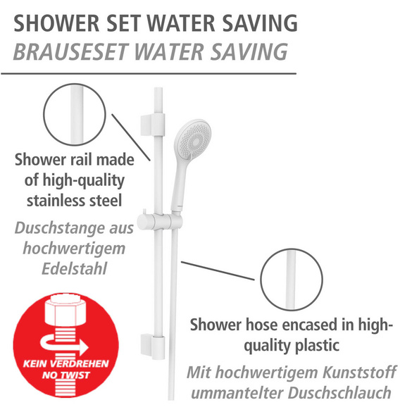 Brauseset „Watersaving“ Weiß 70 cm WENKO