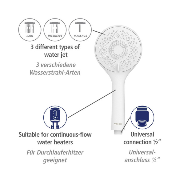Brauseset „Watersaving“ Weiß 70 cm WENKO