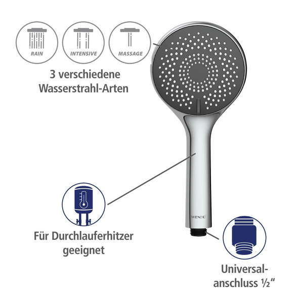 Duschsystem Watersaving Chrom höhenverstellbar WENKO