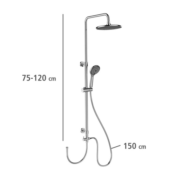 Duschsystem Watersaving Chrom höhenverstellbar WENKO
