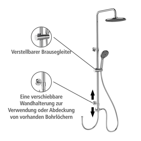 Duschsystem Watersaving Chrom höhenverstellbar WENKO