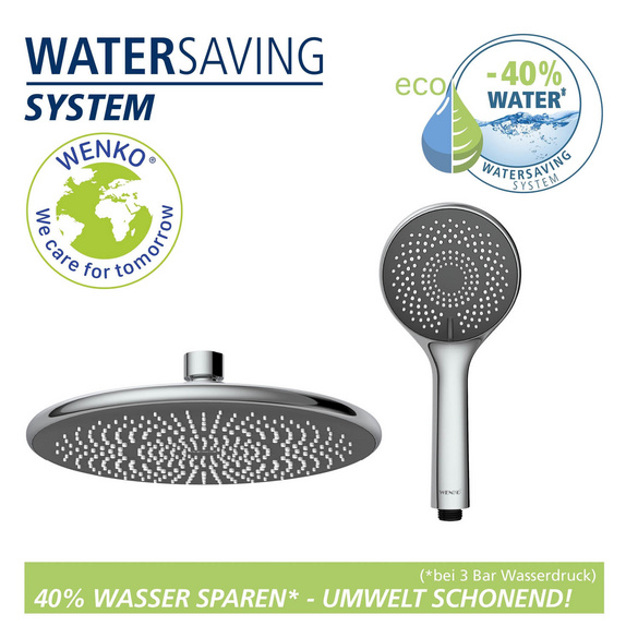 Duschsystem Watersaving Chrom höhenverstellbar WENKO