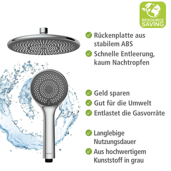 Duschsystem Watersaving Chrom höhenverstellbar WENKO