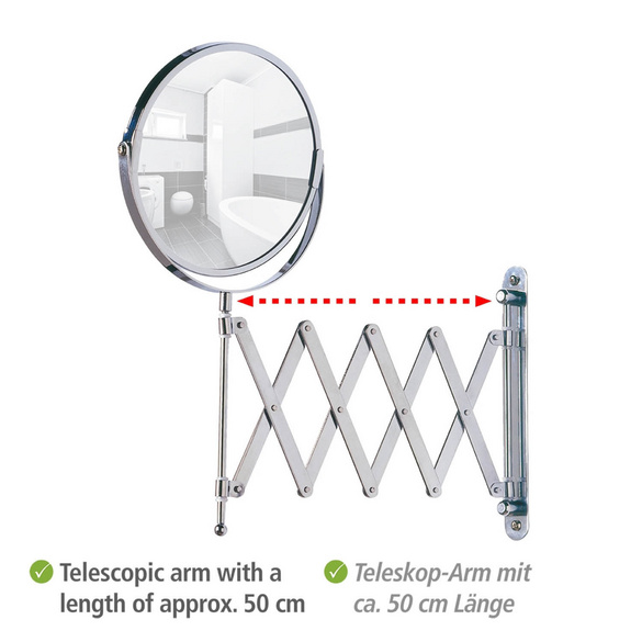 Kosmetik-Wandspiegel „Teleskop Exclusiv“ Chrom WENKO