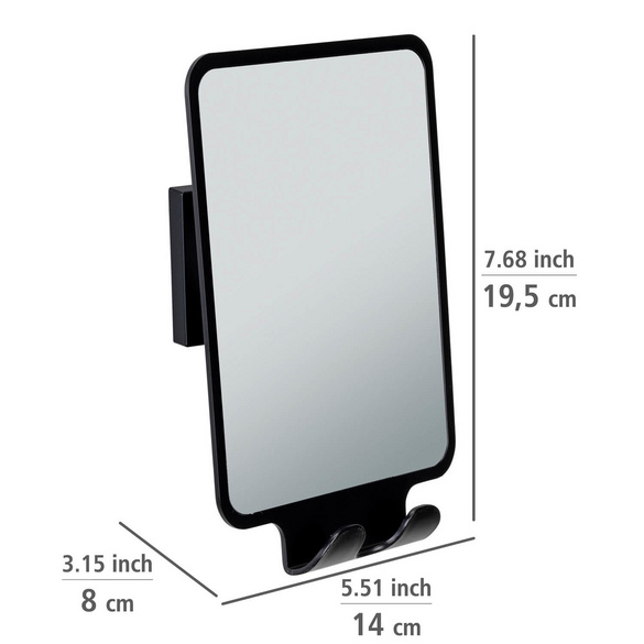 Vacuum-Loc® Antibeschlagspiegel „Quadro“ Schwarz WENKO