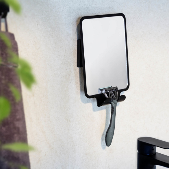 Vacuum-Loc® Antibeschlagspiegel „Quadro“ Schwarz WENKO