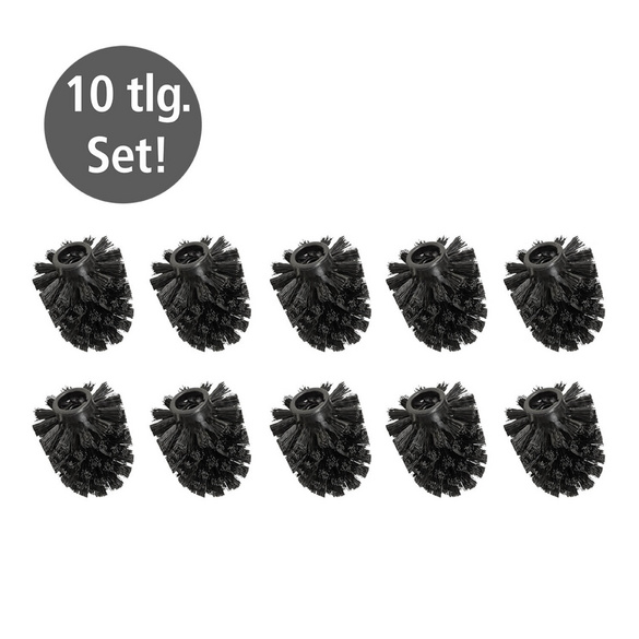 Ersatzbürstenkopf Ø 8 cm „WC-Ersatzbürste“ 10er Set Schwarz WENKO