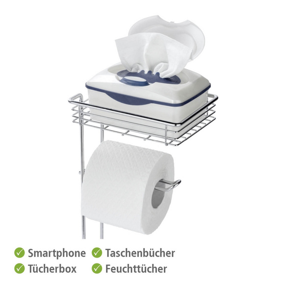 Stehender Toilettenpapierhalter mit Ablage Chrom WENKO