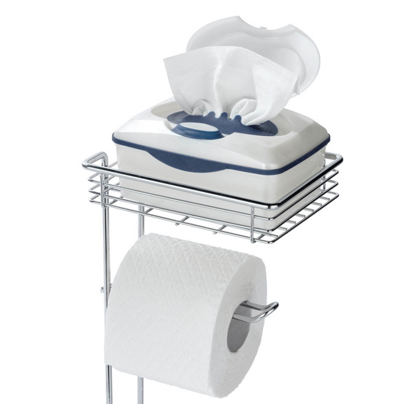Stehender Toilettenpapierhalter mit Ablage Chrom WENKO