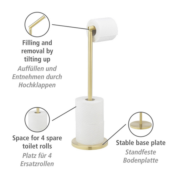 2-in-1 Stand-Toilettenpapierhalter Gold WENKO