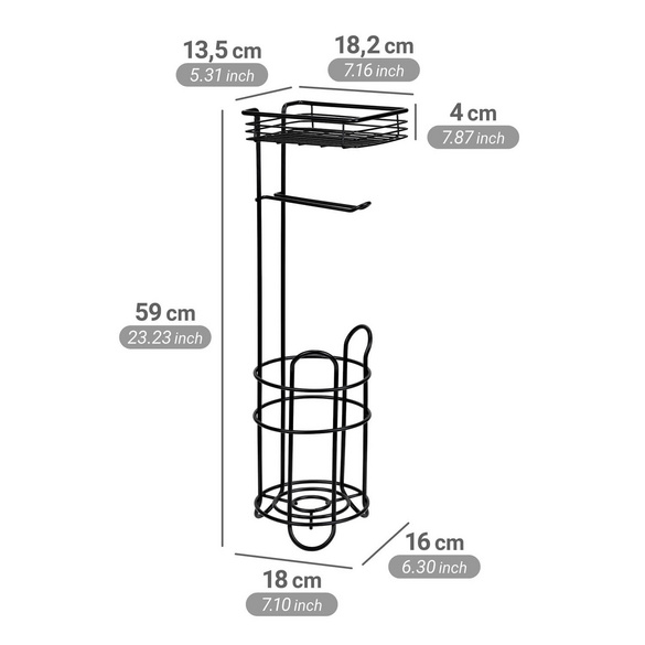 Toilettenpapierhalter mit Ablage & Ersatzrollenhalter Schwarz WENKO