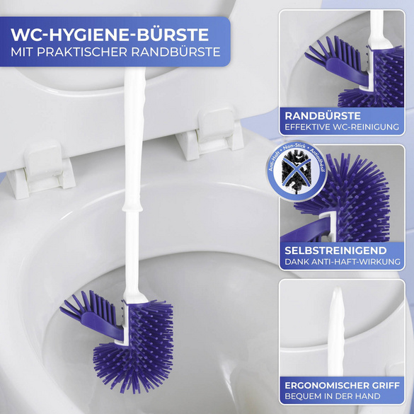 WC-Hygiene-Garnitur Lila 2er-Set mit Randbürste Maximex