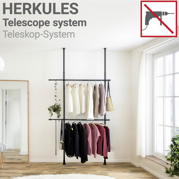 Kleiderstange Herkules 2er Set Schwarz WENKO