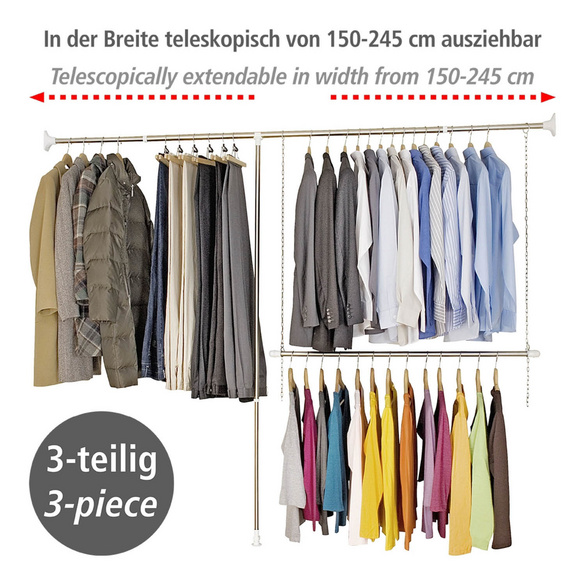 Teleskop-Garderoben-Set Edelstahl 3-teilig WENKO