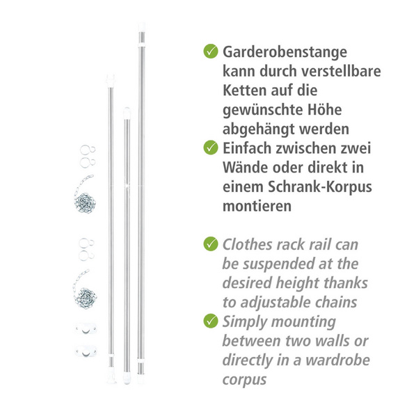 Teleskop-Garderoben-Set Edelstahl 3-teilig WENKO