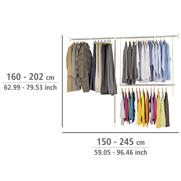 Teleskop-Garderoben-Set Edelstahl 3-teilig WENKO