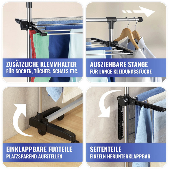 Platzspar-Wäschetrockner Edelstahl MAXIMEX