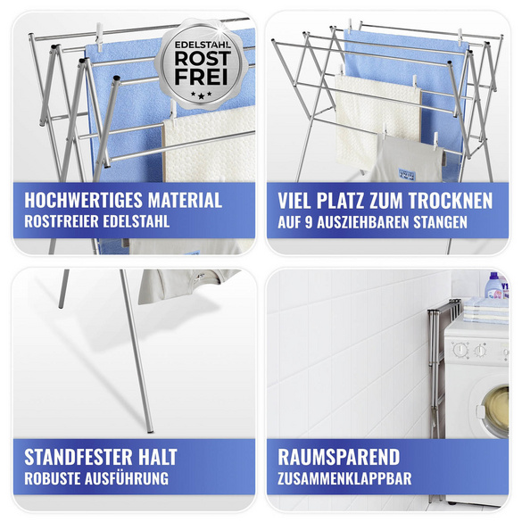 Teleskop-Wäschetrockner Edelstahl MAXIMEX