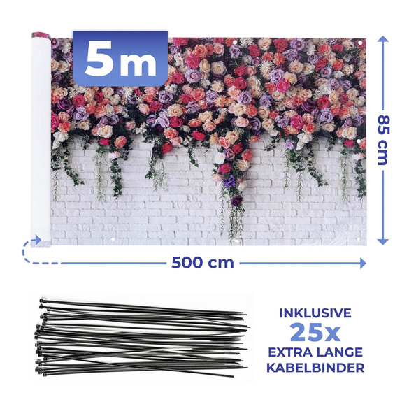 Balkon-Sichtschutz Rosen 5 m MAXIMEX