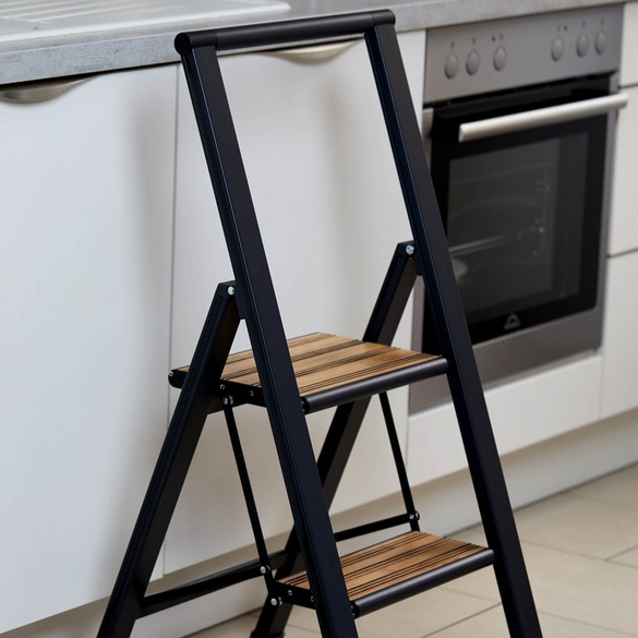 Alu-Design Klapptrittleiter 2-stufig Schwarz WENKO